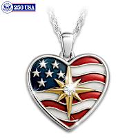 Diamond Heart Of America 250th Anniversary Pendant Necklace