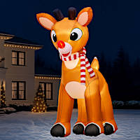 15-Foot-Tall Light-Up Inflatable Rudolph With Blinking Nose