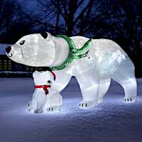 16-Foot-Long Inflatable Polar Bear Mother And Cub Light-Up