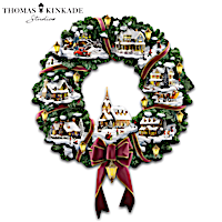 Thomas Kinkade Illuminated "Christmas Village" Wreath
