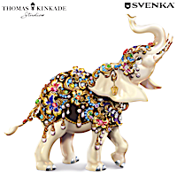 Thomas Kinkade Elephant Figurine With Svenka Crystals
