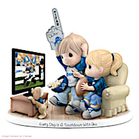 Detroit Lions Porcelain Figurine With Fans, TV & Pup