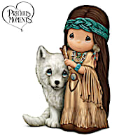 Precious Moments Spirit Of Freedom Native American Girl and Wolf Figurine