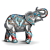 Sterling Strength Elephant Figurine With Faux Gems
