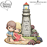 Romantic Couples Porcelain Figurine With Light-Up Lighthouse