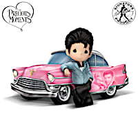 Precious Moments Elvis Presley And Classic Pink Car Figurine