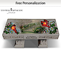 Thomas Kinkade Personalized Lighted Memorial Bench Sculpture