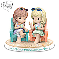 Precious Moments Porcelain Figurine Of Sisters On The Beach