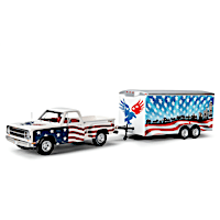 Patriotic 1980 Dodge D150 Adventurer Diecast Truck & Trailer