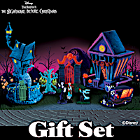 Nightmare Before Christmas Black Light Village Set