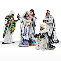 Silent Night Polish Stoneware-Inspired Nativity Figurine Set