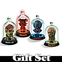 "Heads Of Horror" Sculpture Set In Illuminated Glass Domes