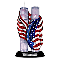 Commemorative Illuminated Twin Towers With American Flag