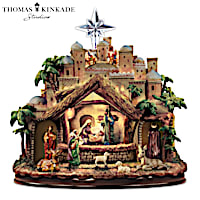 Thomas Kinkade Following The Star Nativity Sculpture 