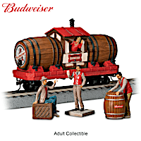 Budweiser Barrel HO-Scale Electric Train Car With Figurines