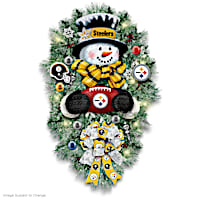 Pittsburgh Steelers Illuminated Snowman Wreath
