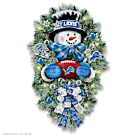 Detroit Lions Illuminated Snowman Wreath