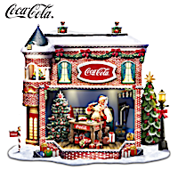 COCA-COLA Santa's Workshop Sculpture Lights Up & Plays Music