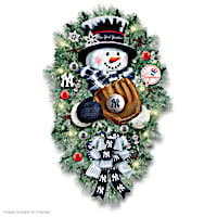 New York Yankees Illuminated Snowman Wreath