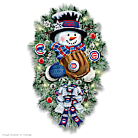 Chicago Cubs Illuminated Snowman Wreath