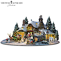 Thomas Kinkade North Pole Village Sculpture With Lights