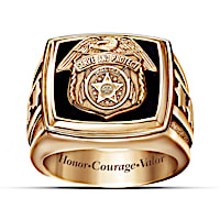 The Police Officer Engraved Black Onyx Ring