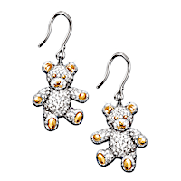 Teddy Bear Earrings With 200 Swarovski Crystals