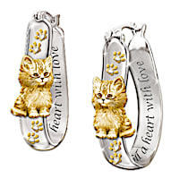 Sterling Silver 24K Gold-Plated Kitten Earrings