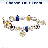 NFL Charm Bracelet With Swarovski Crystals: Choose Your Team