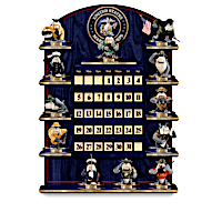 USMC Perpetual Calendar With Devil Dog Figurines