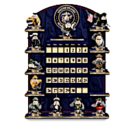 USMC Perpetual Calendar With Devil Dog Figurines