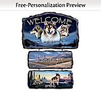 Personalized Al Agnew Seasonal Wolf Art Welcome Sign