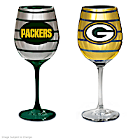 Packers "Dark Green And Gold" Wine Glass Collection
