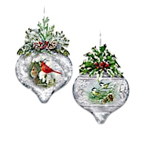 "Winter Wildlife" Illuminated Glass Ornament Collection