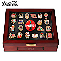 COCA-COLA Enameled Pin Collection With Custom Display Case