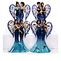 Keith Mallett Blue Willow Sister Angels Figurine Collection
