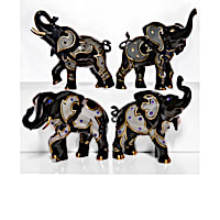 Keith Mallett Gem-Inspired Black Elephant Figurines