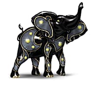 Keith Mallett Gem-Inspired Black Elephant Figurines