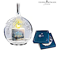 Thomas Kinkade Illuminated Flameless Candle Glass Ornaments