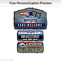 New England Patriots Personalized Stone-Look Welcome Sign
