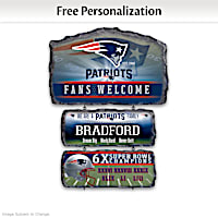 New England Patriots Personalized Stone-Look Welcome Sign