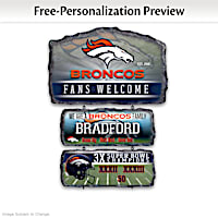 Denver Broncos Personalized Stone-Look Welcome Sign