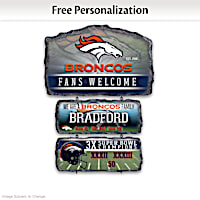 Denver Broncos Personalized Stone-Look Welcome Sign