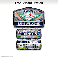 New York Yankees Personalized Stone-Look Welcome Sign