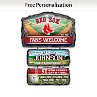 Boston Red Sox Personalized Stone-Look Welcome Sign