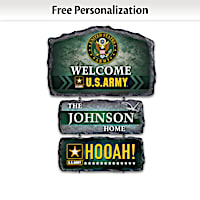 U.S. Army Personalized Stone-Look Welcome Sign