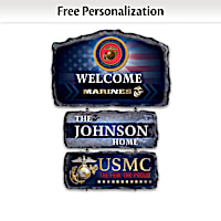U.S. Marine Corps Personalized Stone-Look Welcome Sign