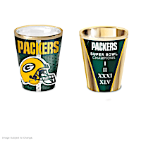 Green Bay Packers Shot Glasses With Colorful Finishes