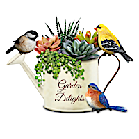 Always In Bloom Succulent Planters With Sculpted Songbirds