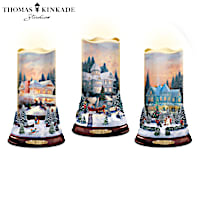 Thomas Kinkade Flameless Candles With Snowflake Projectors